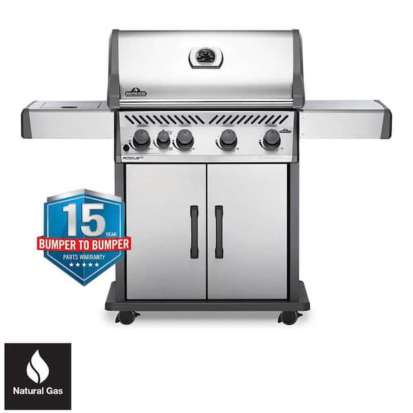 NAPOLEON Rogue 4-Burner Natural Gas Grill with Infrared Side Burner in Stainless Steel