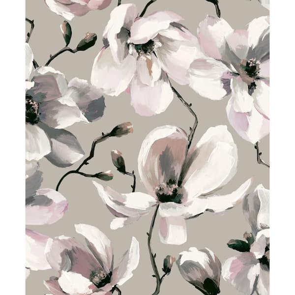 Unbranded Flora Collection Silver Cherry Blossom Matte Finish Non-Pasted Vinyl on Non-Woven Wallpaper Sample