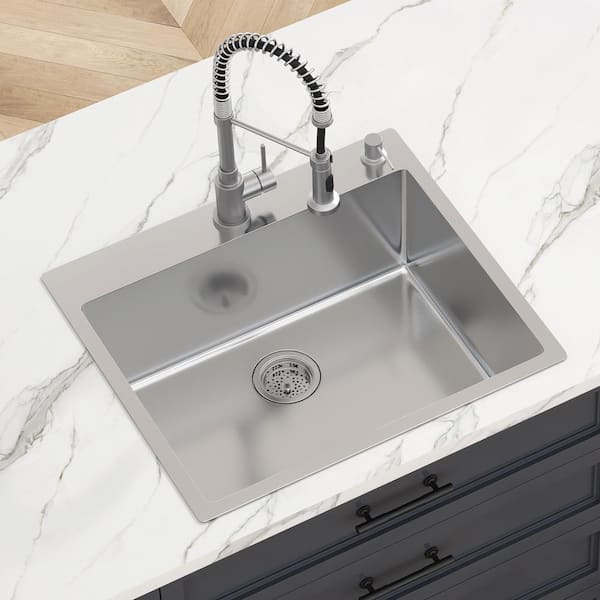 VEVOR Kitchen Sink, 304 Stainless Steel Drop-In Sinks, Undermount