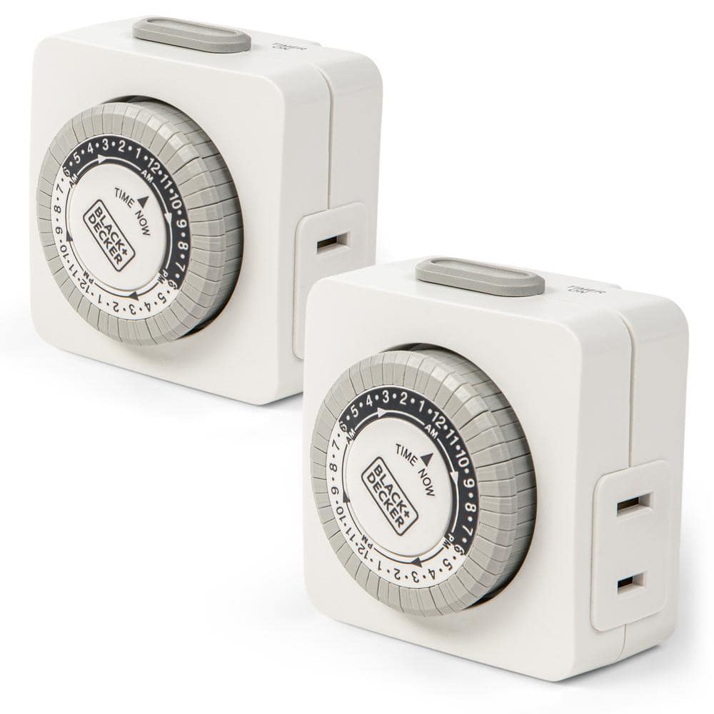 Black+decker BDXPA0020 Indoor Light Programmable Polarized Outlet Timers Analog Timer Outlet (2-Pack)