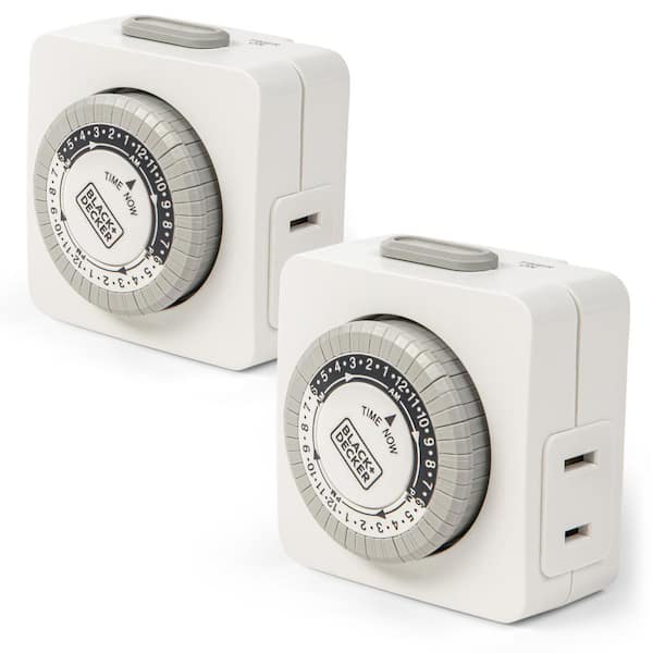 BLACK+DECKER Outdoor 2 Grounded Outlets Timer with Waterproof Outlet Timer  for Lights (2 Pack) BDXPA0030 - The Home Depot