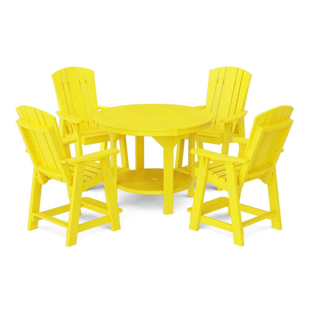 Heritage 5-Piece Lemon Yellow HDPE Plastic Outdoor Patio 48 in. Counter Set price history on PriceWatchPro