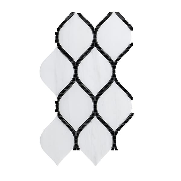 Jeffrey Court Amherst White 8.125 in. x 14.75 in. Arabesque Honed Natural Stone Mosaic Wall and Floor Tile (4.16 sq. ft./Case)
