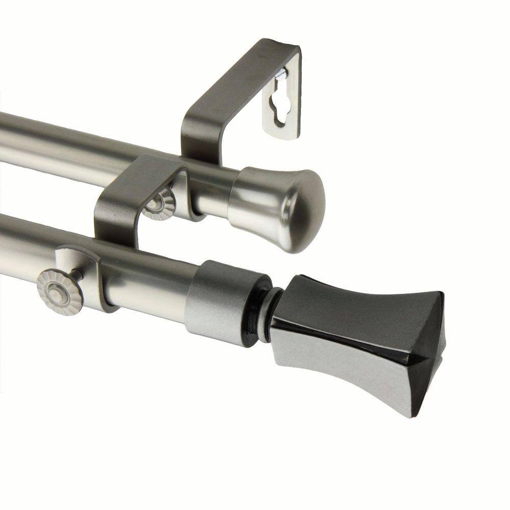 28 in. - 48 in. Telescoping Double Curtain Rod Kit in Satin Nickel with Fort Finial price history on PriceWatchPro