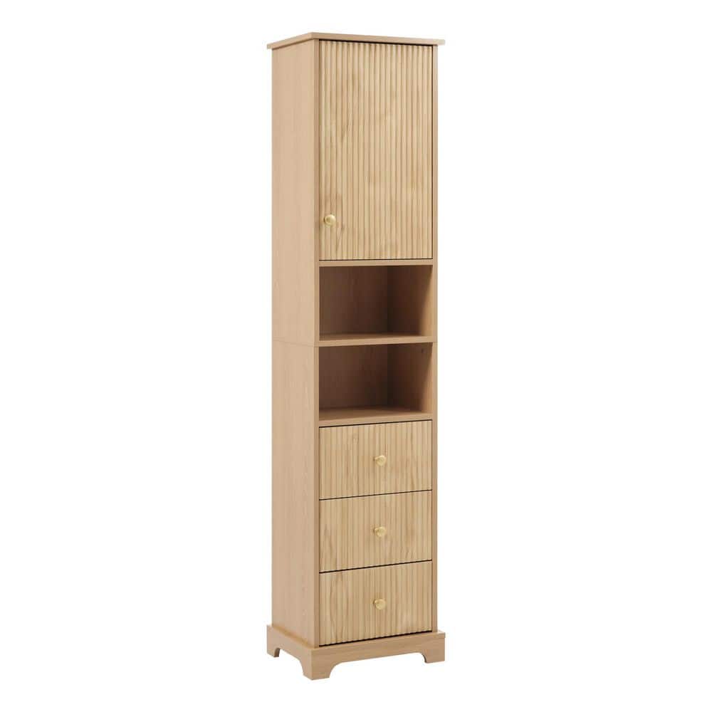 15.7 in. W x 11.8 in. D x 67.7 in. H Freestanding Brown Linen Cabinet with Adjustable Shelf, 3 Drawers, Open Storage price history on PriceWatchPro