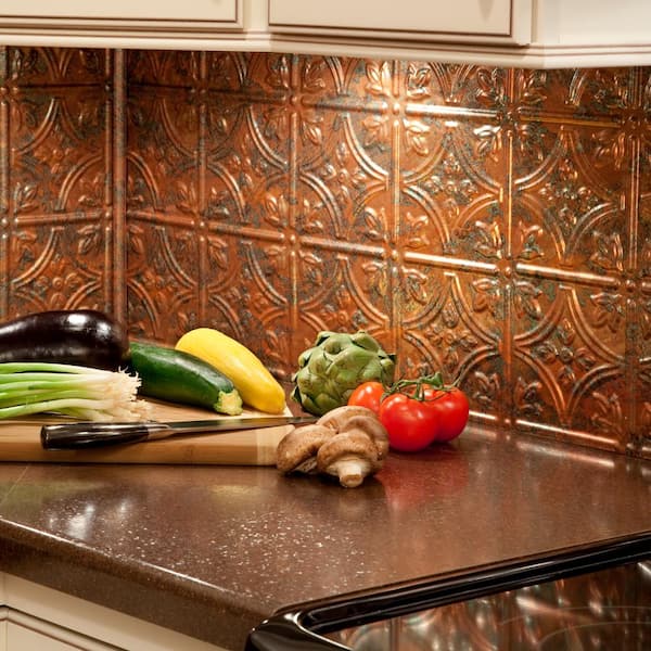 Hammered brass back splash custom fabricated and installed