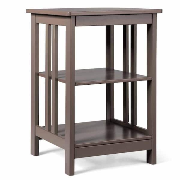 Costway 24 in. Brown 3tier End/Side Table Nightstand with Baffles and