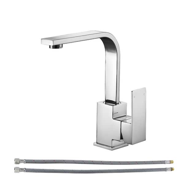 AVITAS Single Handle Stainless Steel Deck Mount Bar Faucet Deckplate Not Included in Polished Chrome