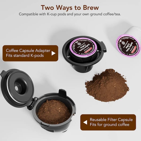 COWSAR Coffee Machine 2-in-1 Single Serve Cup Drip Coffee Maker, for K-Cup Coffee Capsule Pod, Coffee Powder in Black