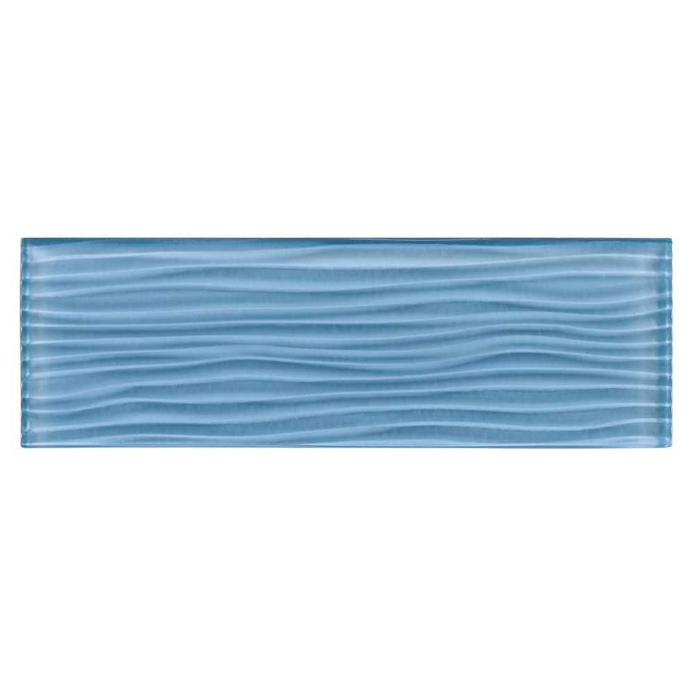 Spell Blue Glossy Glass Textured Subway Wall Tile