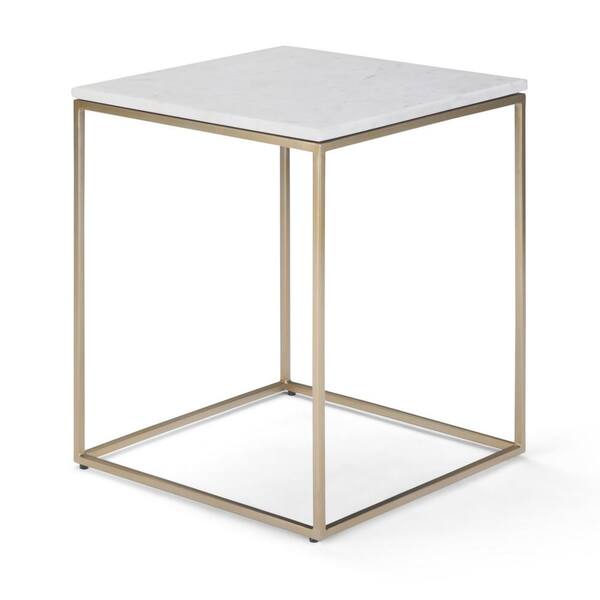 Wide Metal Accent Side Table, Gold Accent Bedside Table