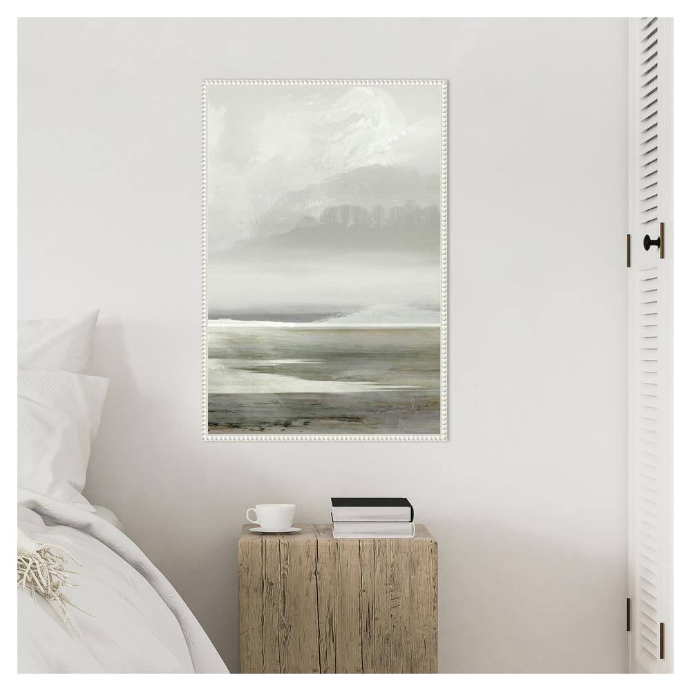 Beaded White Framed Abstract Nature Canvas Wall Art 23 x 33-in.