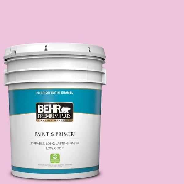BEHR PREMIUM PLUS 5 gal. #680A-2 Sugar Sweet Satin Enamel Low Odor Interior Paint & Primer