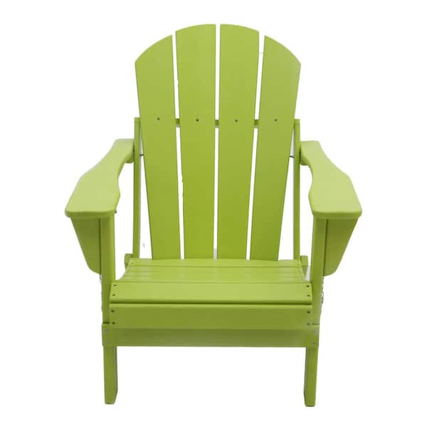 Unbranded Classic Light Green Solid All-Weather Folding Plastic Adirondack Chair