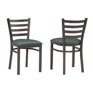 Galina Black Metal Side Chair with Green Faux Leather Seat (Carton of 2)