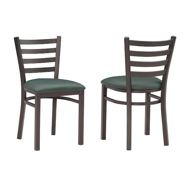 Linon Home Decor Galina Black Metal Side Chair with Green Faux Leather Seat (Carton of 2)