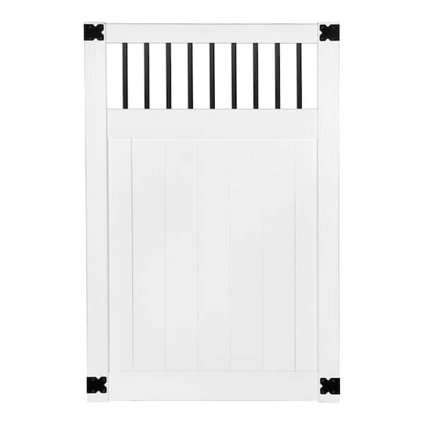 Veranda Pro Series 4 ft. W x 6 ft. H White Vinyl Woodbridge Baluster Top Privacy Fence Gate