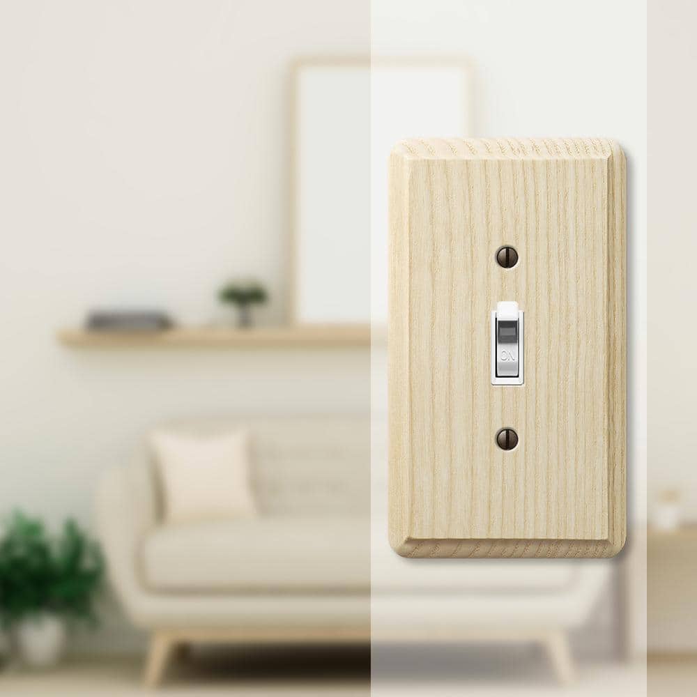 Amerelle Unfinished Beige Ash Wood 1-Gang Toggle Wall Plate