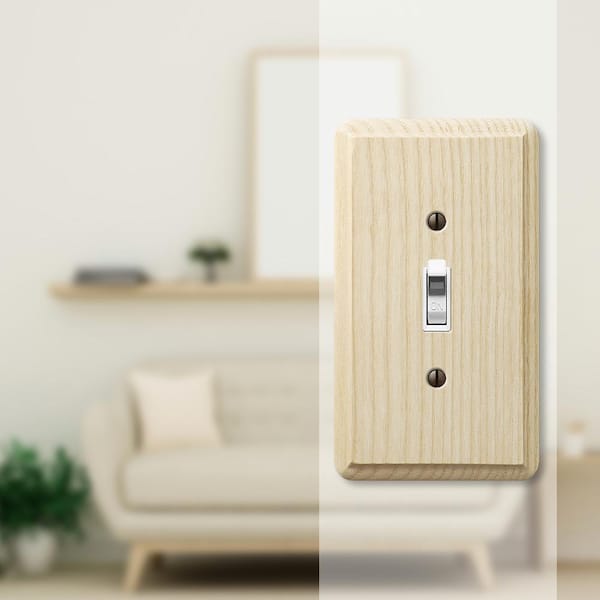 Contemporary 1 Gang Toggle Wood Wall Plate - Unfinished Ash