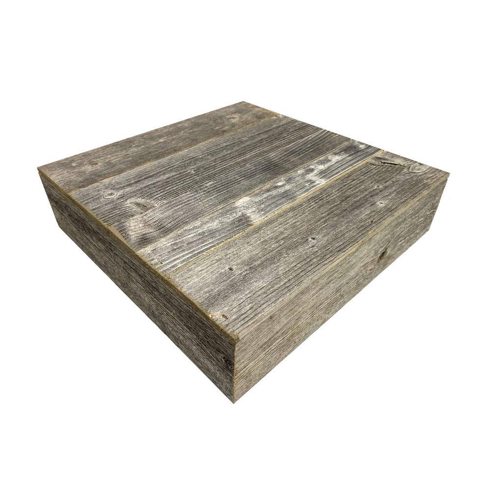 Rustic Weathered Gray 15" Reclaimed Wood Display Riser
