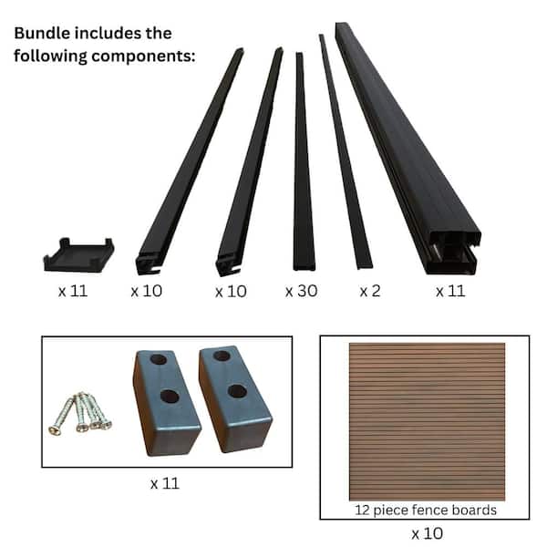 Frame It All 6 ft. x 6 ft. Riviera Composite Fence Panel Teak (10-Pack)