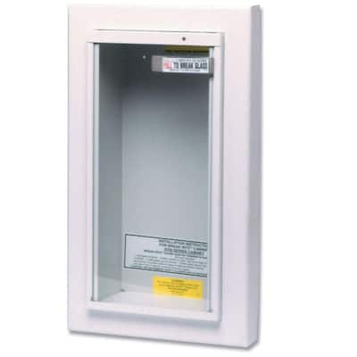 24 in. H x 9 in. W x 6 in. D 10 lb. Heavy-Duty Steel Semi-Recessed Fire Extinguisher Cabinet in White