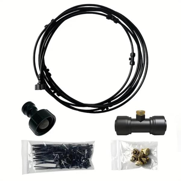 Wellco 19.7 ft. Spray Hose Water Misting System Watering System with 6 Brass Nozzles
