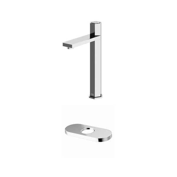 Nova Single Handle Single-Hole Vessel Faucet and 5.5 in. Deck Plate Combo in Chrome (2-Piece)
