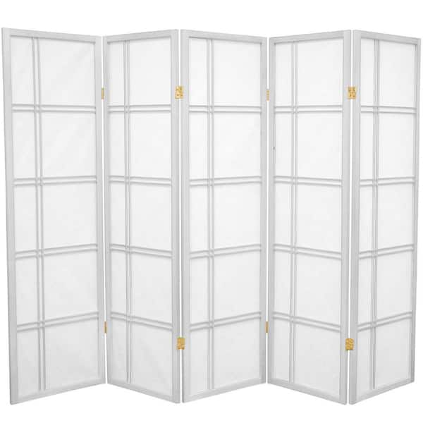 Oriental Furniture 5 ft. White 5-Panel Room Divider