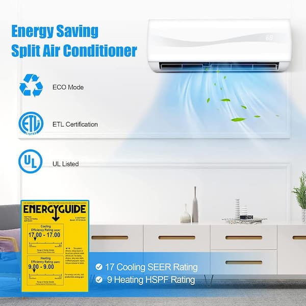 Giantex 18000 BTU Ductless Mini Split Air Conditioner for 1250 Square Feet with Heater and Remote Included GLO661087