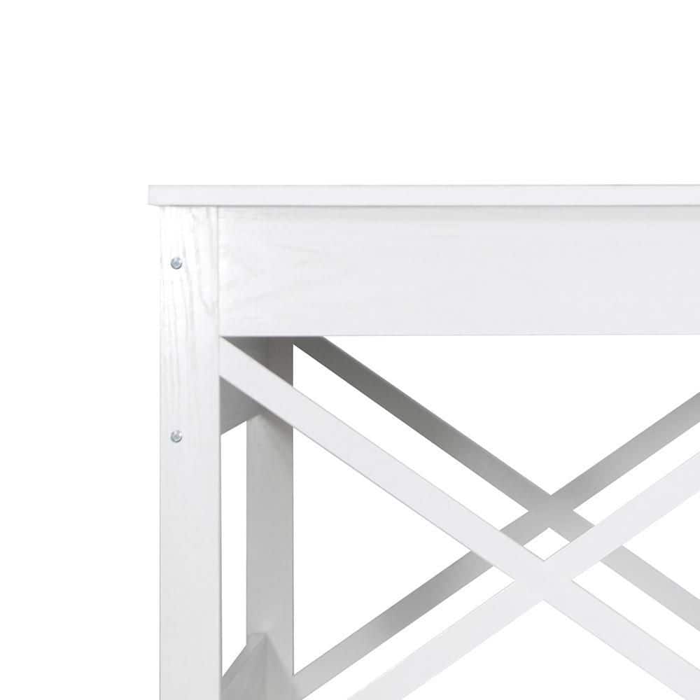 White Birch Wood Writing Desk with Keyboard Tray and Drawers