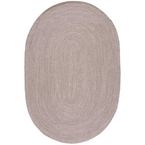 Braided Ivory Steel Gray 8 ft. x 10 ft. Solid Oval Area Rug
