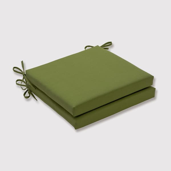 Pillow Perfect Solid 20 in. x 20 in. Outdoor Dining Chair Cushion in Green (Set of 2)