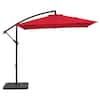 JEAREY 8 ft. x 8 ft. Steel Square Cantilever Patio Umbrella with Weighted Base in Red 8x8XJ+DZ-Rd