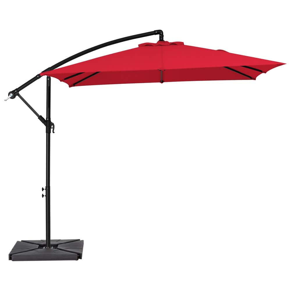 8 ft. x 8 ft. Steel Square Cantilever Patio Umbrella with Weighted Base in Red price history on PriceWatchPro