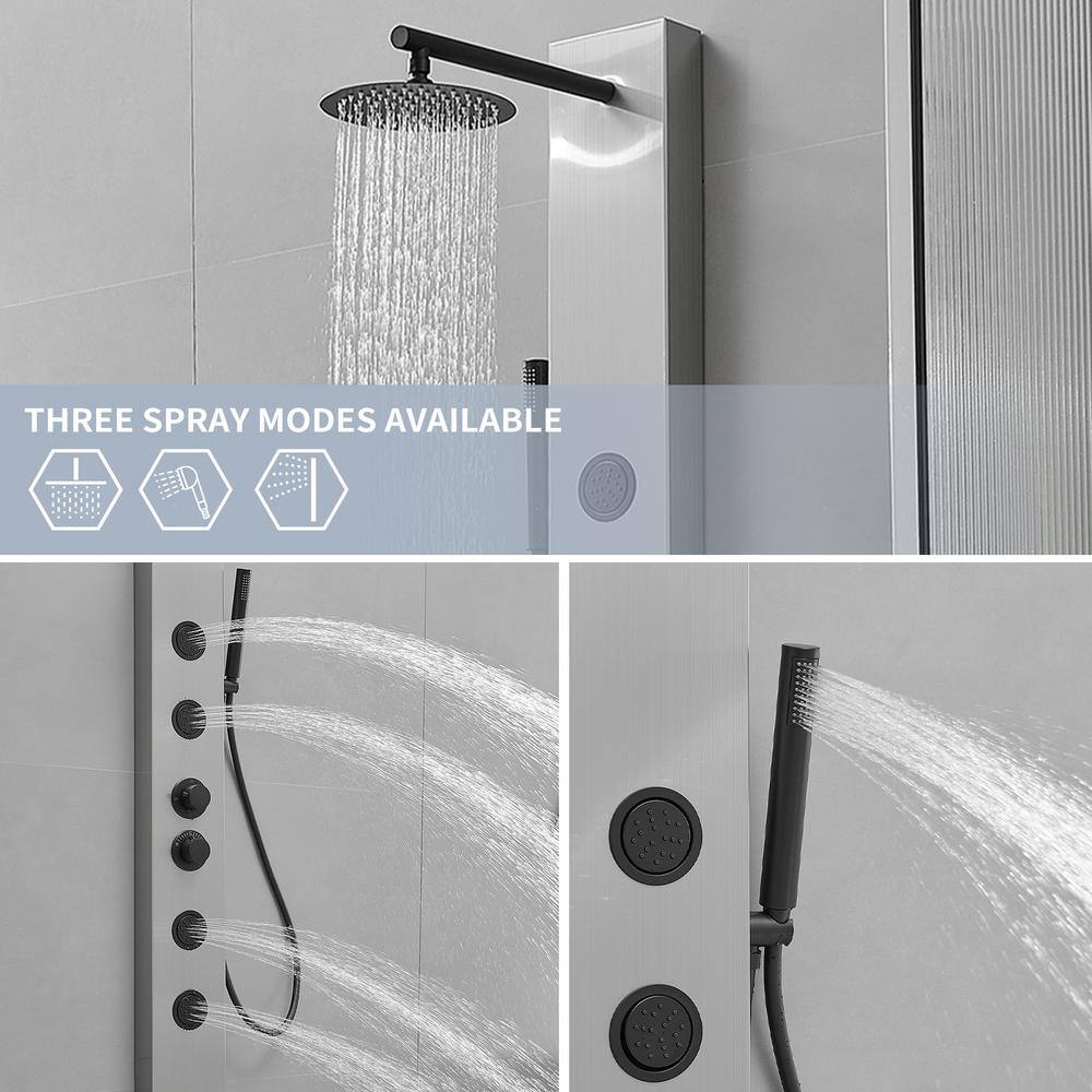 Black Nickel Multi-Function Shower Panel with Body Jets