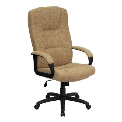 High Back Beige Fabric Executive Swivel Office Chair