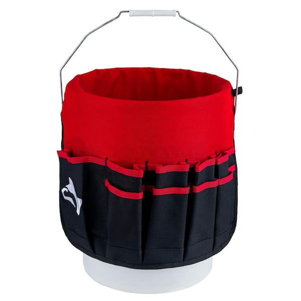 Jones Stephens T60102 Bucket Caddy 5-Gallon with 1 Large Tray and 4 Small Trays Red