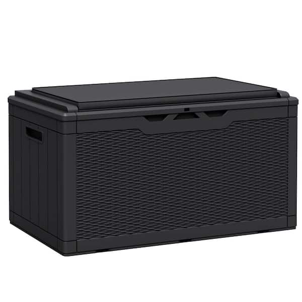 Patiowell Classics 100 Gal. Black Resin Deck Box with Soft Cushion