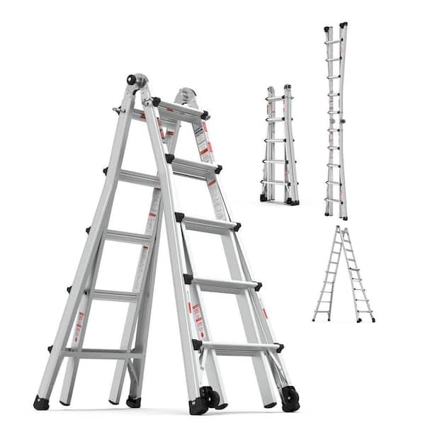 22 ft. Reach Aluminum Multi-Position Ladder with Wheels, 300 lbs. Capacity
