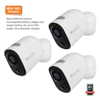 Wireless Outdoor Camera 1-Channel Home Surveillance System 1080P Video w/2.4Ghz Wi-Fi and 2-Way Communication (3-pack)