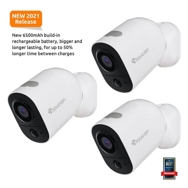 Toucan Wireless Outdoor Camera 1-Channel Home Surveillance System 1080P Video w/2.4Ghz Wi-Fi and 2-Way Communication (3-pack)