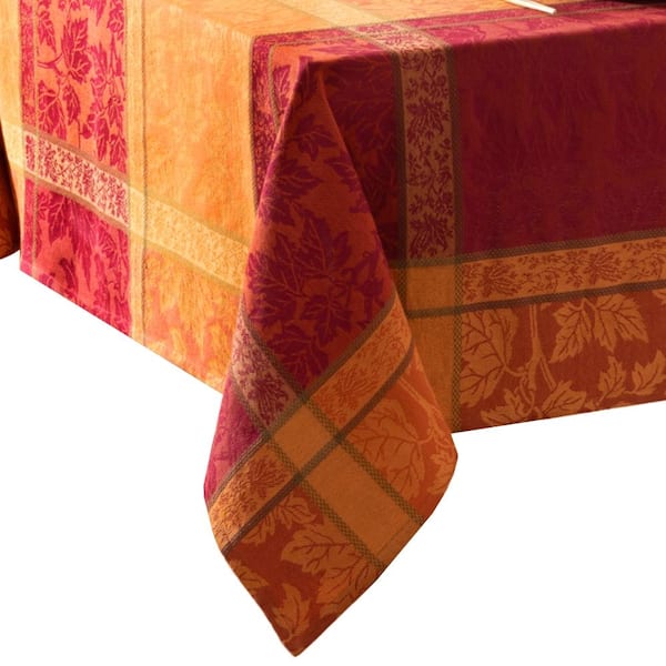 Maplewood Jacquard Harvest Cotton Tablecloth, Multicolor - 60"W x 120"L