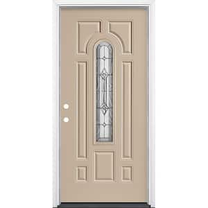36 in. x 80 in. Providence Center Arch Canyon View Right-Hand Painted Steel Prehung Front Exterior Door w/ Brickmold
