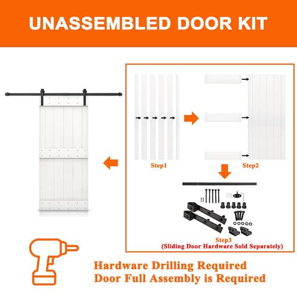 30 in. x 84 in. Unfinished Z-Bar 100% Pine Wood Interior Assembly Required Barn Door Slab