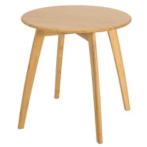 19.5 in. Natural Bamboo Round End Table Modern Stylish Side Table with Round Tabletop