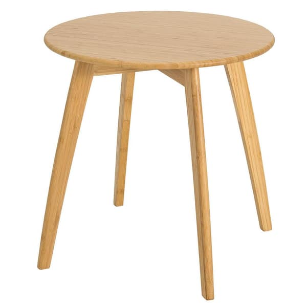 Gymax 19.5 in. Natural Bamboo Round End Table Modern Stylish Side Table with Round Tabletop
