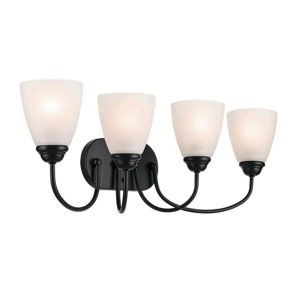 Jolie 4-Light Vanity Light with Satin Etched Glass in Black price history on PriceWatchPro