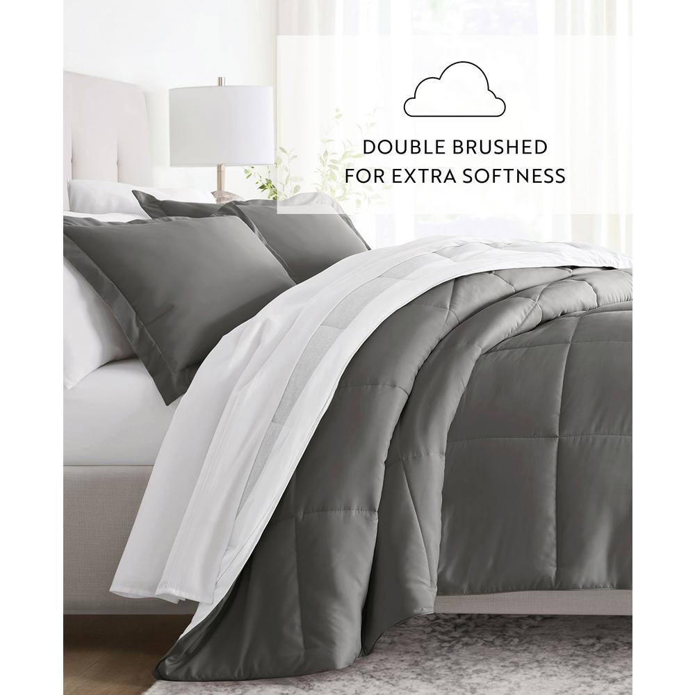 Gray Twin Reversible Down Alternative Microfiber Comforter Set