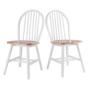 Windsor Natural and White Solid Wood Windsor Chair (Set of 2)
